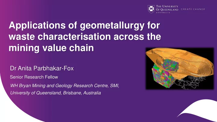 applications of geometallurgy for waste characterisation