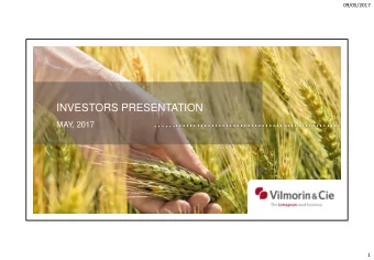 INVESTORS PRESENTATION  MAY, 2017  1  INVESTORS PRESENTATION  May, 2017  1  09/05/2017  DISCLAIMER