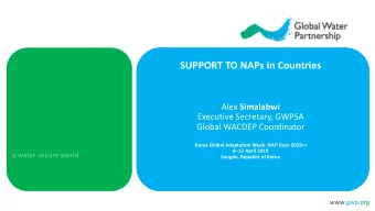 SUPPORT TO NAPs in Countries Alex Simalabwi  Executive Secretary, GWPSA  Global WACDEP Coordinator