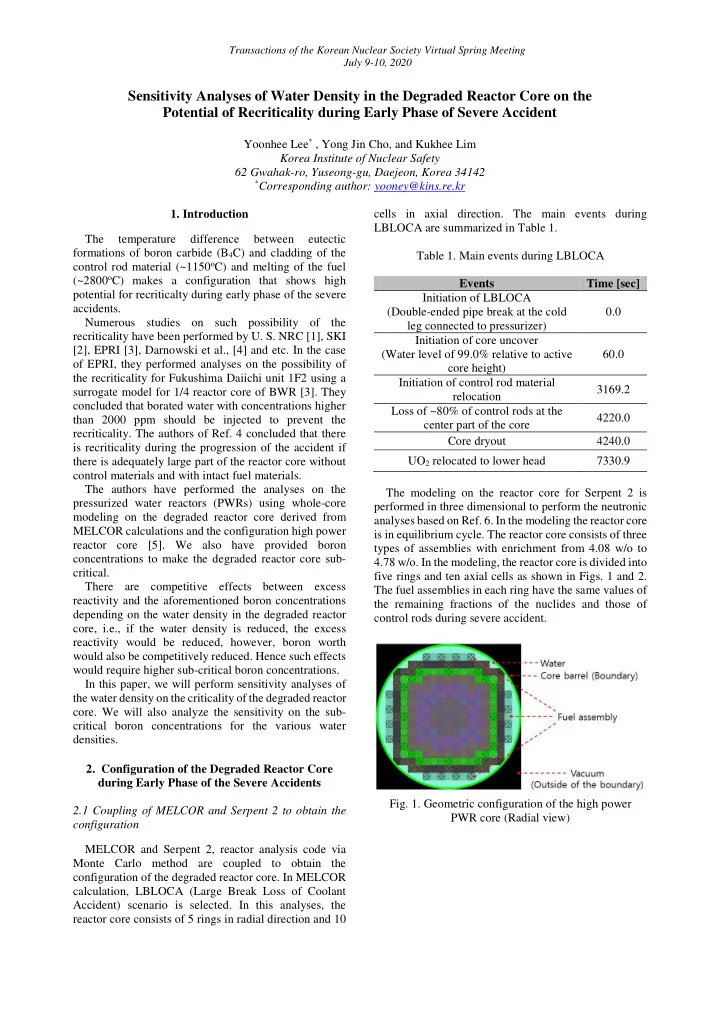 sensitivity analyses of water density in the degraded