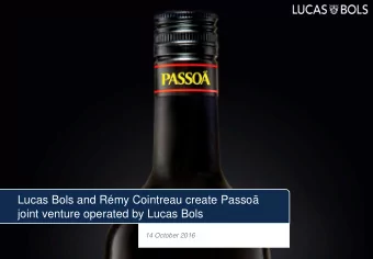 joint venture operated by Lucas Bols  14 October 2016  Disclaimer  DISCLAIMER THIS PRESENTATION may