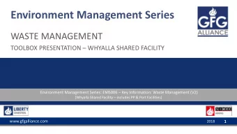 Environment Management Series  WASTE MANAGEMENT TOOLBOX PRESENTATION  WHYALLA SHARED FACILITY