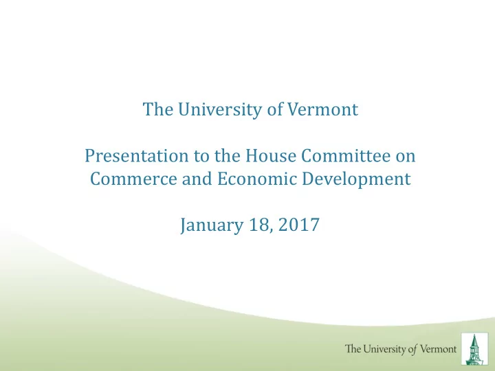 the university of vermont