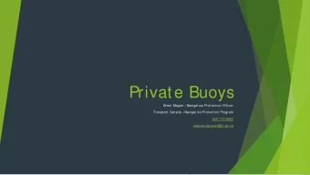 Private Buoys  Brent Magee  Navigation Protection Officer  Transport Canada  Navigation