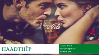 Investor Report  2019 Earning Result 2 nd March 2020  AGENDA ITEM 01  FY2019 Performance  AGENDA