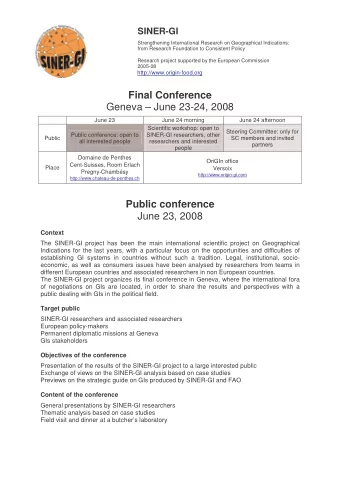 Final Conference Geneva  June 23-24, 2008  June 23  June 24 morning  June 24 afternoon