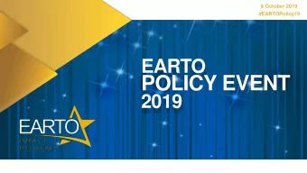 POLICY EVENT  2019  8 October 2019  #EARTOPolicy19  Antti Vasara  President,  EARTO  EARTO  POLICY