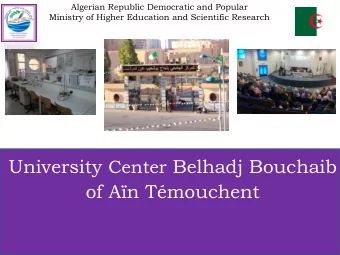 University Center Belhadj Bouchaib  of An Tmouchent African Context  2  Mediterranean Context