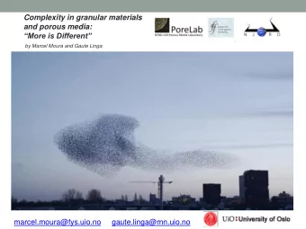 Complexity in granular materials  and porous media:  More is Different  by Marcel Moura and