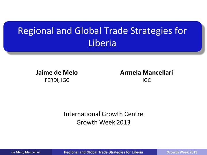 regional and global trade strategies for liberia