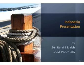 Indonesia Indonesia  Presentation  Presentation  By  Een Nuraini Saidah DGST INDONESIA