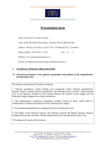 Presentation form  Name of the Court: Council of State Name of the President/Chief Justice: German
