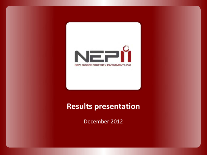 results presentation