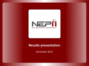 Results presentation  December 2012  1  Introduction  A  Romanian focused property investment