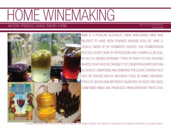HOME WINEMAKING  ARCH 551-02 LANCE WALTERS  HISTORY. PROCESS. CHAOS THEORY. FORM.  ALESHA QUAM
