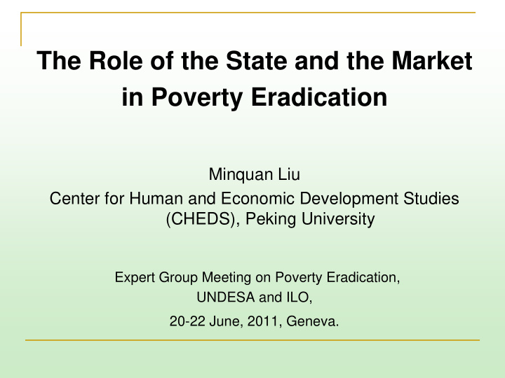 the role of the state and the market in poverty