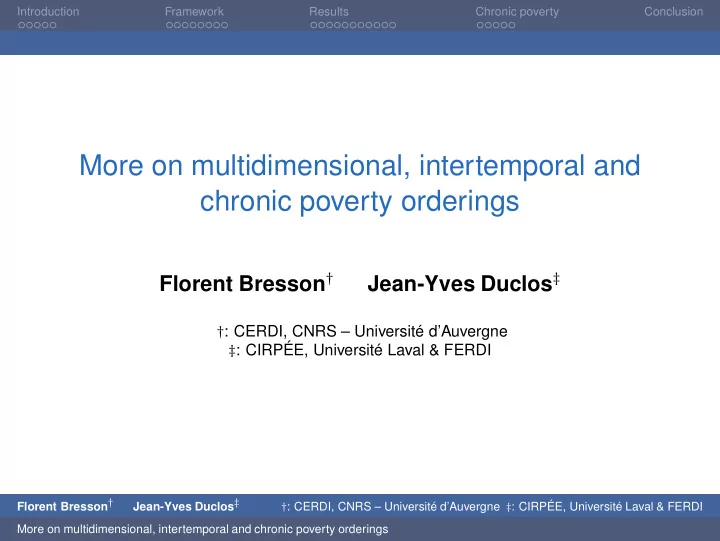 more on multidimensional intertemporal and chronic