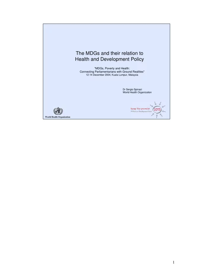 the mdgs and their relation to health and development