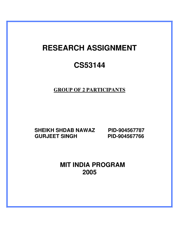 research assignment cs53144