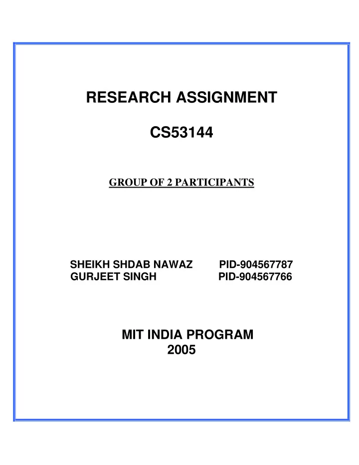 research assignment cs53144
