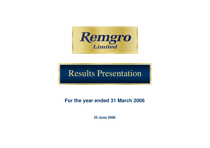 results presentation