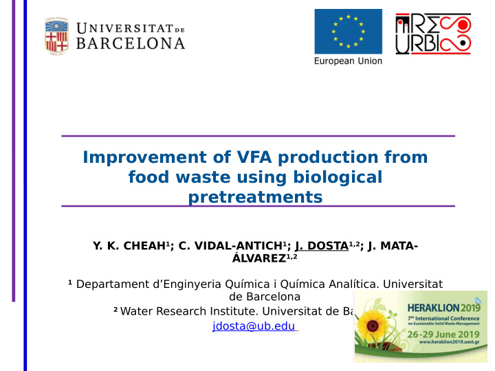 improvement of vfa production from food waste using