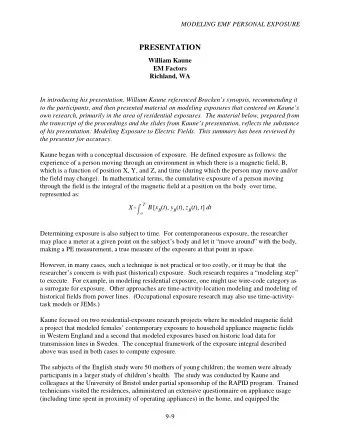 PRESENTATION  William Kaune  EM Factors  Richland, WA  In introducing his presentation, William