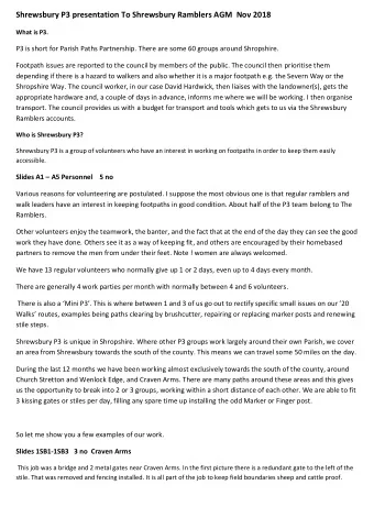 Shrewsbury P3 presentation To Shrewsbury Ramblers AGM  Nov 2018  What is P3.  P3 is short for