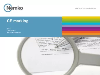 CE marking  2017  Geir Horthe  Jon Ivar Tidemann  SPEAKERS  PRESENTERS  Geir Horthe  Certification