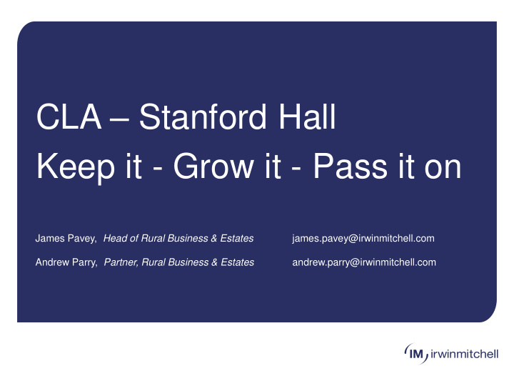 cla stanford hall keep it grow it pass it on