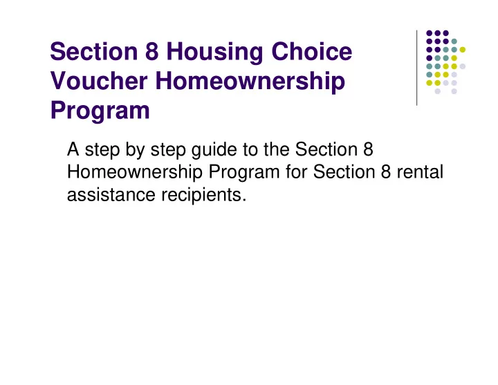 section 8 housing choice voucher homeownership program