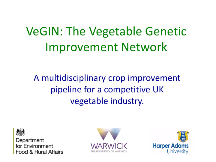 vegin the vegetable genetic improvement network