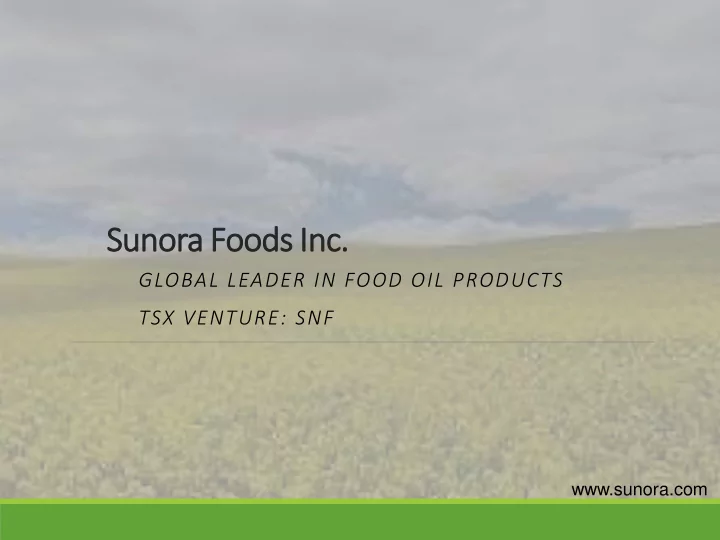 sunora foods inc