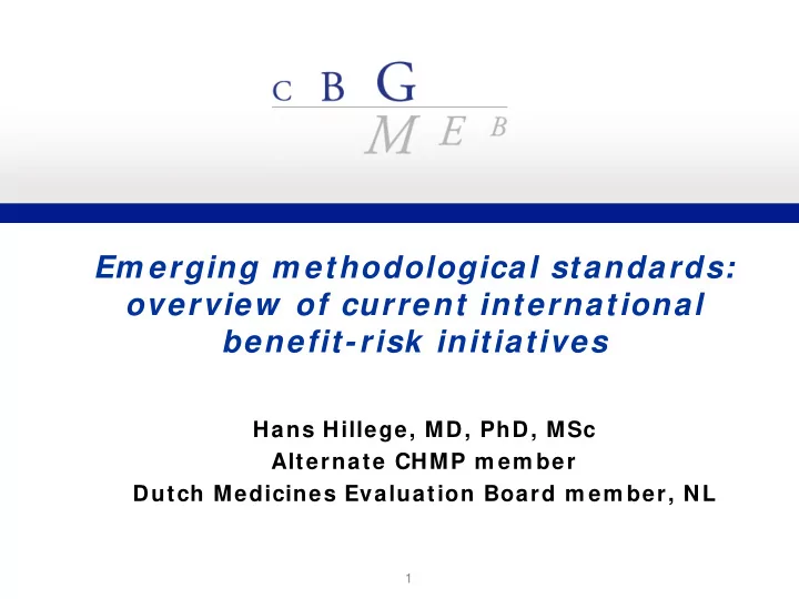 em erging m ethodological standards overview of current