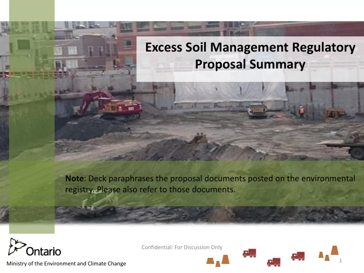 excess soil management regulatory proposal summary