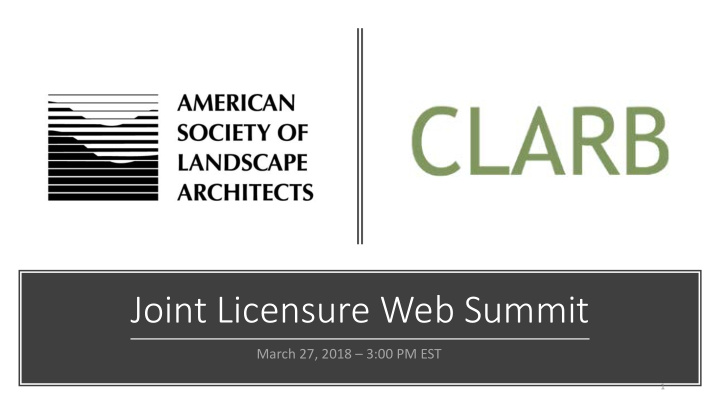 joint licensure web summit