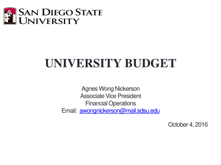 university budget agnes wong nickerson associate vice