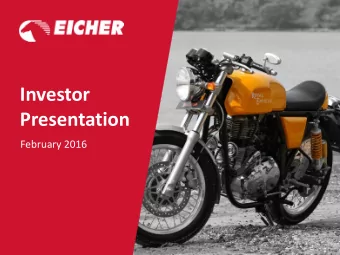 Investor  Presentation  a  February 2016  Safe Harbor  All statements included or incorporated by