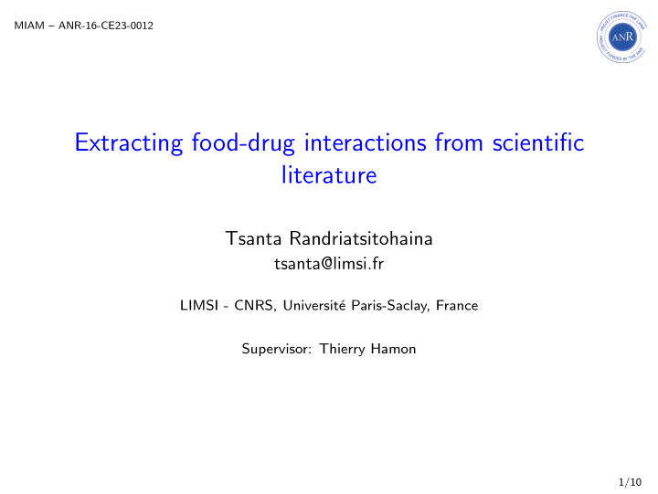 extracting food drug interactions from scientific