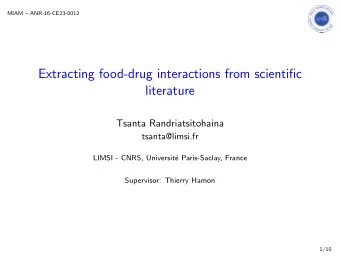 Extracting food-drug interactions from scientific  literature  Tsanta Randriatsitohaina
