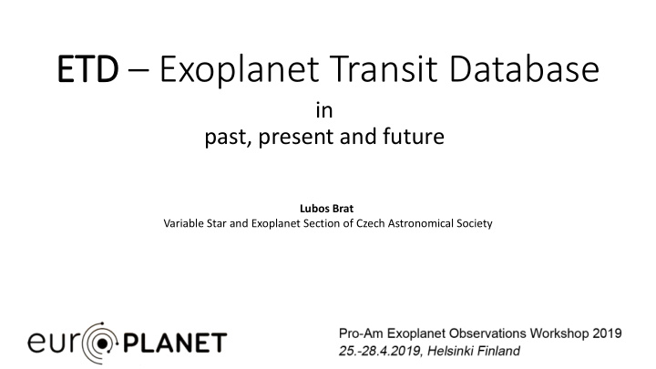 etd etd exoplanet transit database