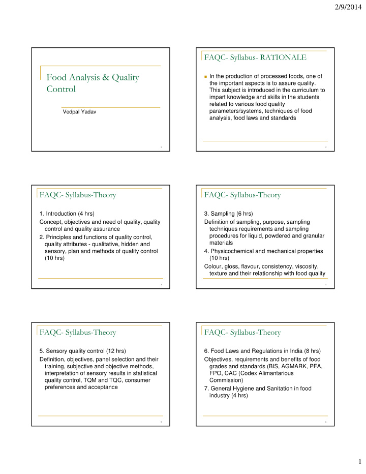 food analysis amp quality