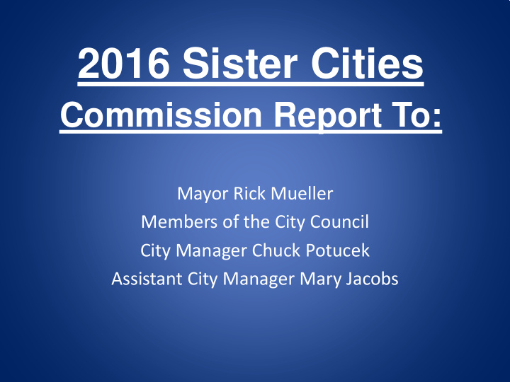 2016 sister cities