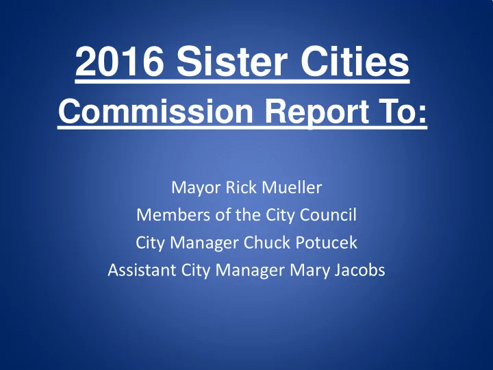 2016 sister cities