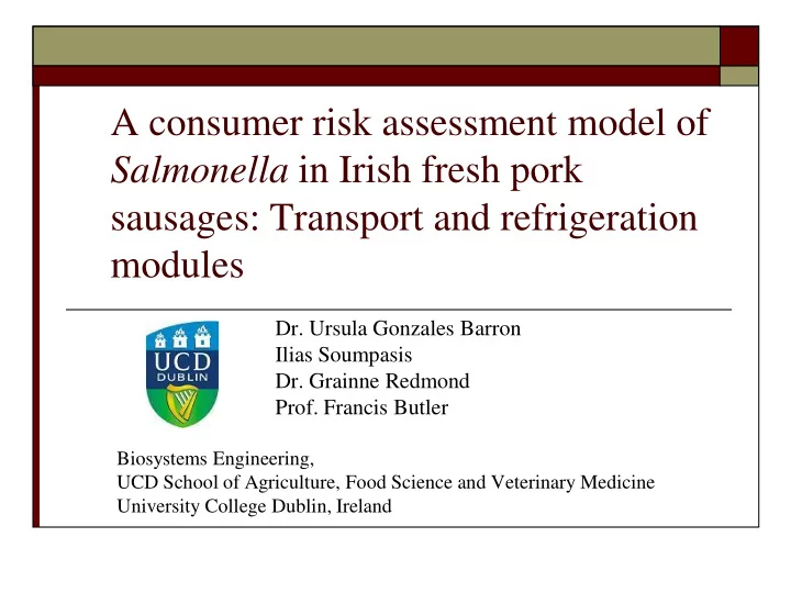 a consumer risk assessment model of salmonella in irish