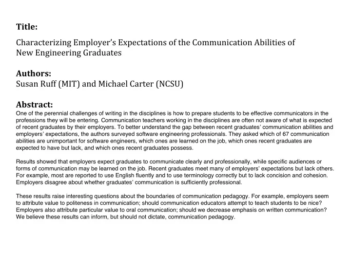 characterizing employer s expectations