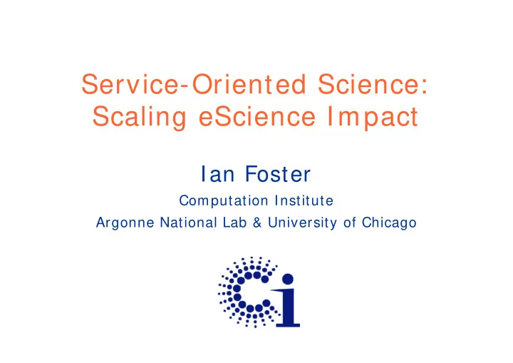 service oriented science scaling escience impact