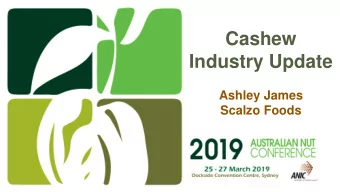 Cashew  Industry Update  Ashley James  Scalzo Foods  Agenda  Cashew Pricing  Raw Cashew Nut