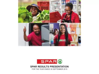 SPAR RESULTS PRESENTATION  FOR THE YEAR ENDED 30 SEPTEMBER 2015  AGENDA  INTRODUCTION:  SPAR GROUP