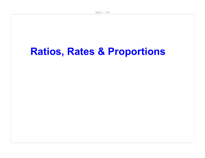 ratios rates proportions